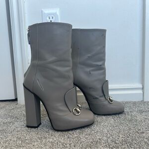 AUTHENTIC | GUCCI | Grey Leather Women's Boots | Horsebit Boots